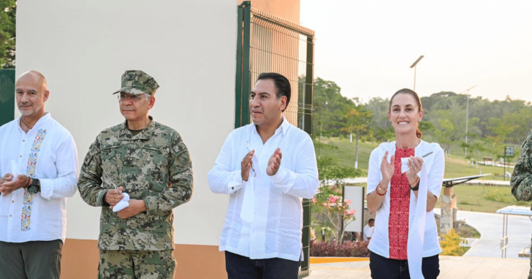 Eduardo Ramírez acompaña a Claudia Sheinbaum en la inauguración del Ecoparque La Ceiba en Palenque