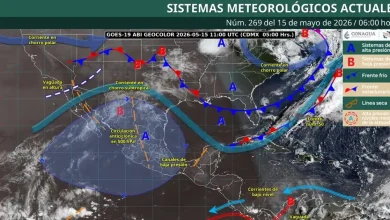 Pronóstico de lluvias para mañana 15 de mayo de 2026