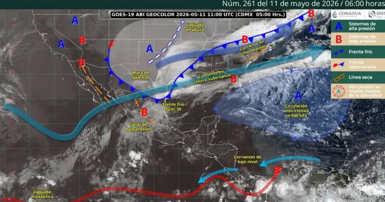pronóstico de lluvias para hoy 11 de mayo de 2026