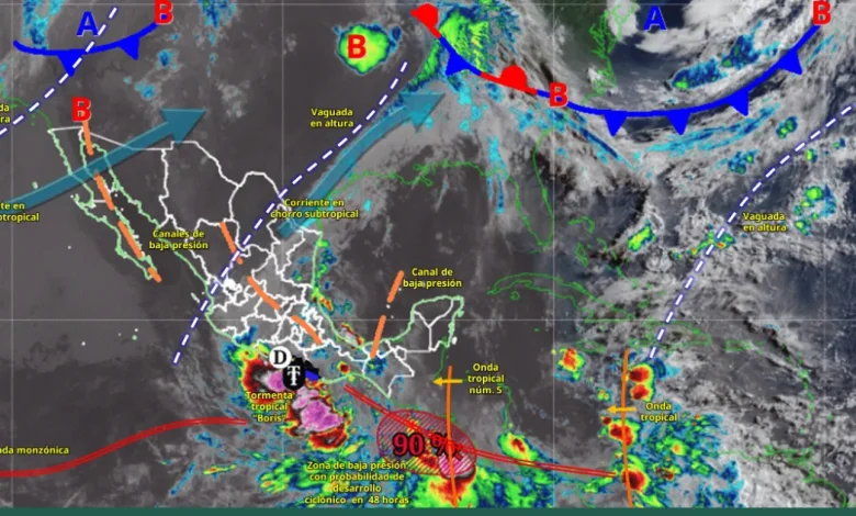 Pronóstico del tiempo hoy en México: fuertes lluvias, avanza tormenta tropical Boris (Foto de Conagua)