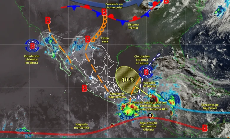 Pronóstico del tiempo hoy en México: Lluvias intensas y circulación ciclónica (Imagen de Conagua)
