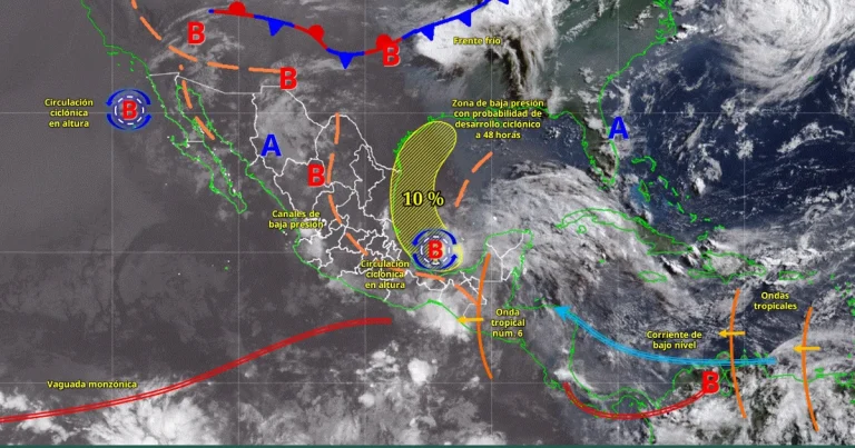 Pronóstico del tiempo hoy en México: onda tropical núm. 6 y lluvias intensas (Imagen de Conagua)