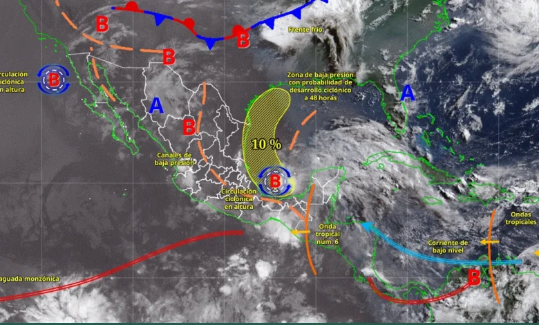 Pronóstico del tiempo hoy en México: onda tropical núm. 6 y lluvias intensas (Imagen de Conagua)