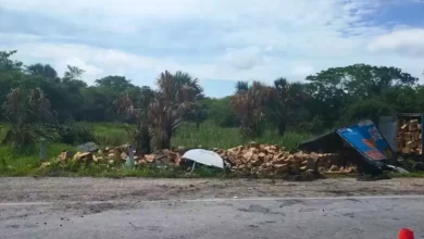 vuelca tráiler con cajas de cerveza en champotón campeche