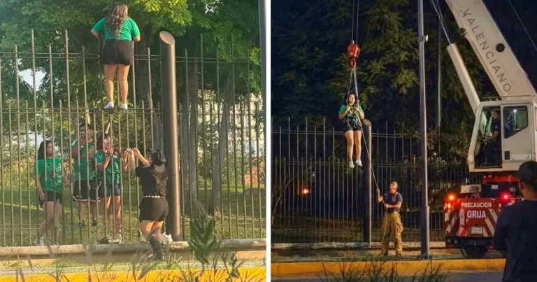 aficionada queda atrapada al intentar entrar al fan fest de monterrey fue rescatada con una grúa