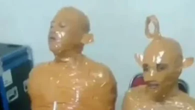 atrapan a ladrón y lo envuelven con cinta adhesiva como un teletubbie