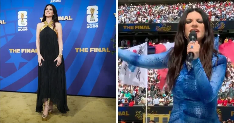laura pausini emociona en la ceremonia de clausura del mundial 2026 junto a robbie williams y nicole scherzinger