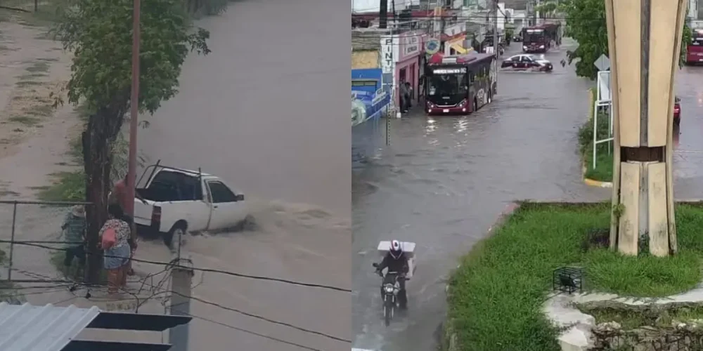 Lluvias provocan inundaciones y caos vial en Campeche (Foto de redes sociales)