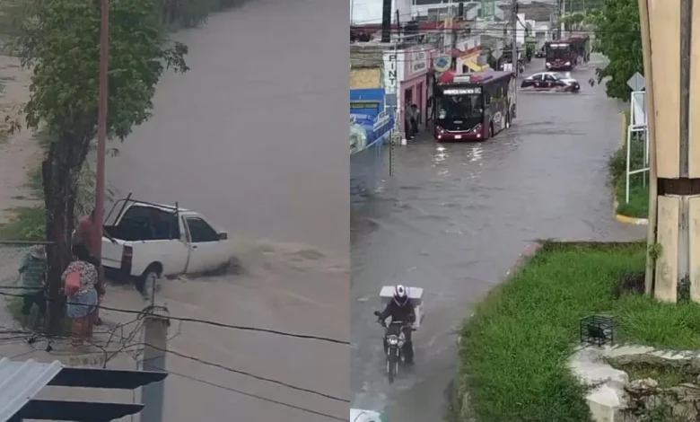 Lluvias provocan inundaciones y caos vial en Campeche (Foto de redes sociales)