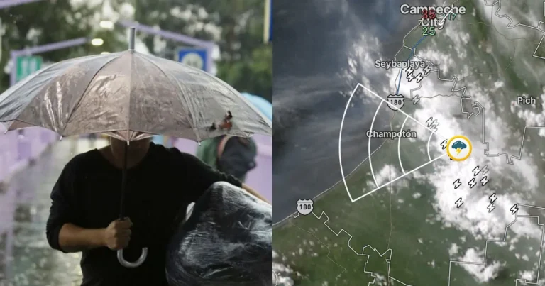 Actividad eléctrica y lluvias en estas zonas de Campeche (Fotos de redes sociales)