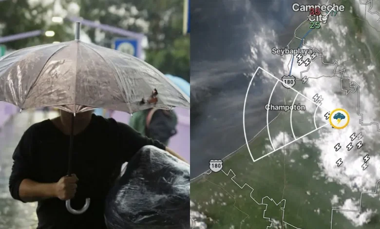 Actividad eléctrica y lluvias en estas zonas de Campeche (Fotos de redes sociales)