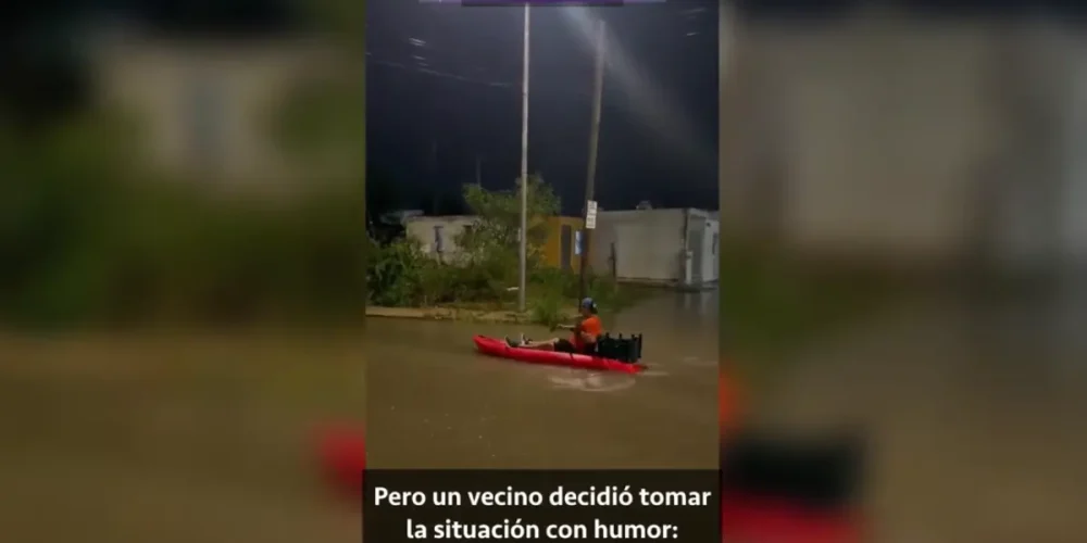 kayak en campeche se vuelve viral por calles inundadas