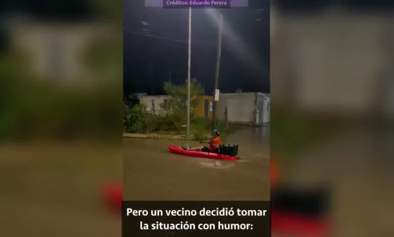 kayak en campeche se vuelve viral por calles inundadas