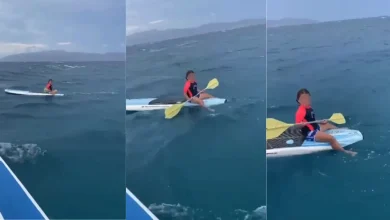 Rescatan a niña abandonada en el mar de La Paz (Fotos de redes sociales)
