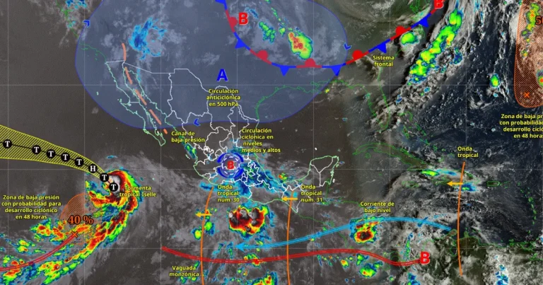 lluvias fuertes, viento y actividad eléctrica afectarán varias regiones de méxico, mientras persiste el calor extremo en el norte del país.