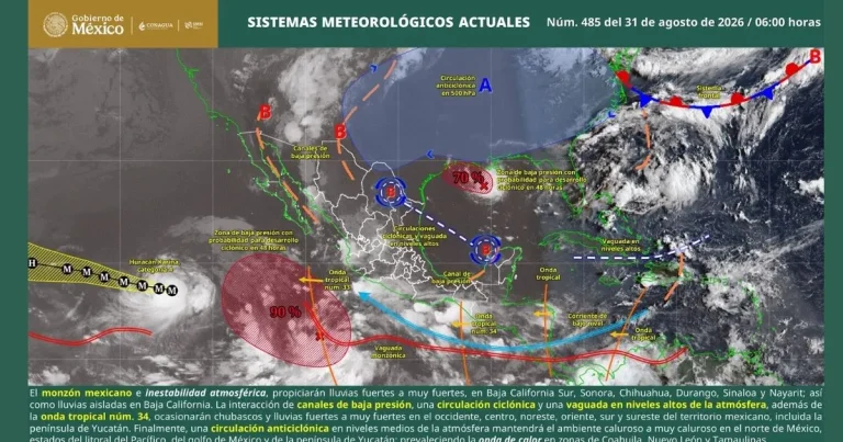 # Lluvias muy fuertes afectarán a varias regiones de México este lunes