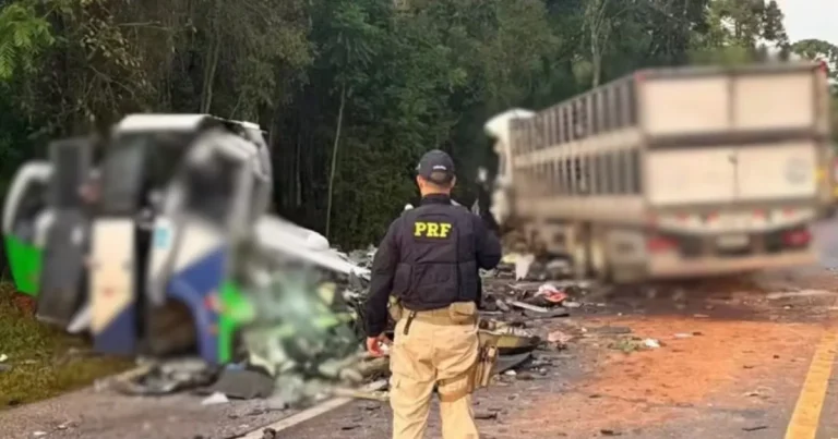 Tragedia carretera en el sur de Brasil choque frontal entre camión y autobús médico deja 23 fallecidos (Foto El Clarín)