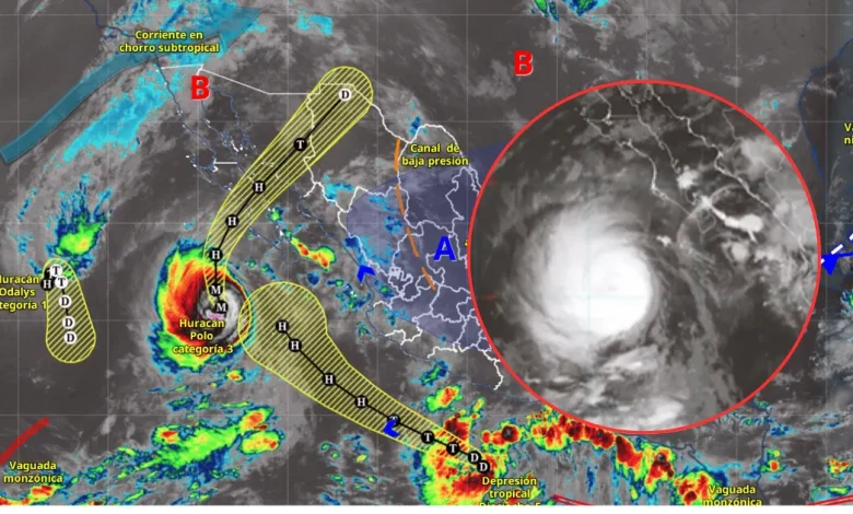Huracán Polo es categoría 3 en el Pacífico, se formó depresión tropical (Imagen de Conagua)