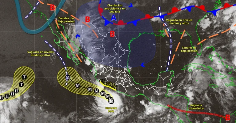Pronóstico del clima: huracán Polo se intensifica ocasionando fuertes lluvias (Imagen de Conagua)