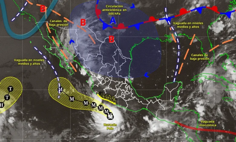 Pronóstico del clima: huracán Polo se intensifica ocasionando fuertes lluvias (Imagen de Conagua)