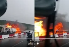 Arco Norte registra carambola tras incendio de una grúa (Foto de redes sociales)