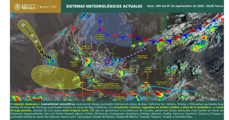 pronóstico del clima en méxico lluvias intensas y temperaturas de hasta 45 °c este lunes