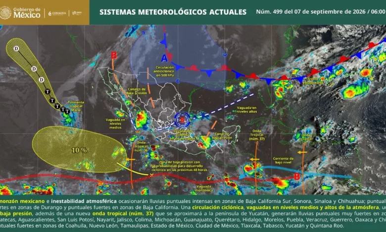 pronóstico del clima en méxico lluvias intensas y temperaturas de hasta 45 °c este lunes