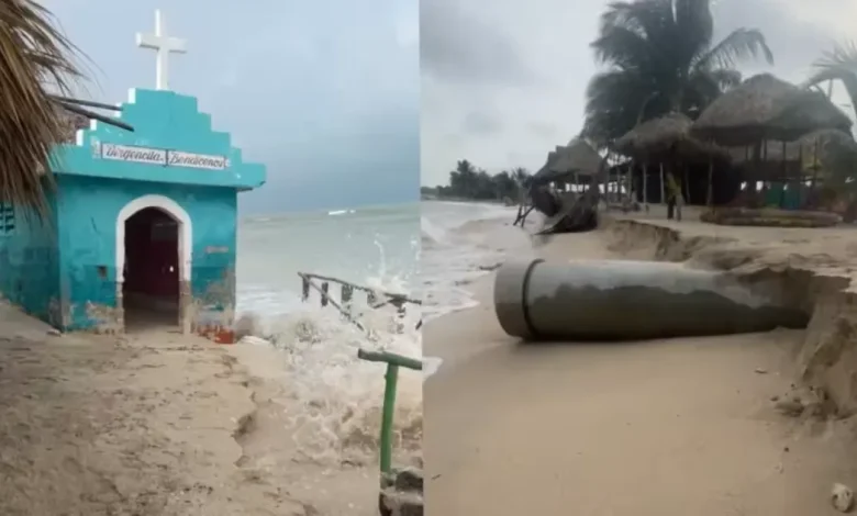 daños por tormenta isaías en sabancuy el mar deslava playas