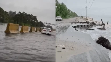Oleaje golpea carretera costera en Ciudad del Carmen (Fotos de medio Tribuna)
