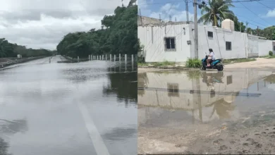 Aumentan encharcamientos en Champotón por lluvias intensas (Fotos de cortesía)
