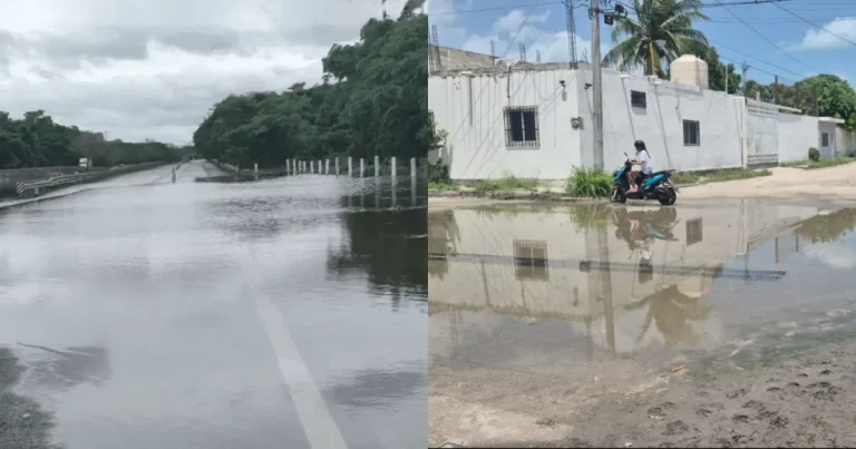 Aumentan encharcamientos en Champotón por lluvias intensas (Fotos de cortesía)