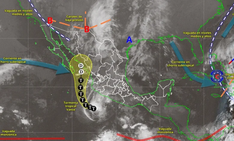 Clima hoy: tormenta tropical Vance y línea seca provocarán fuertes lluvias (Imagen de Conagua)