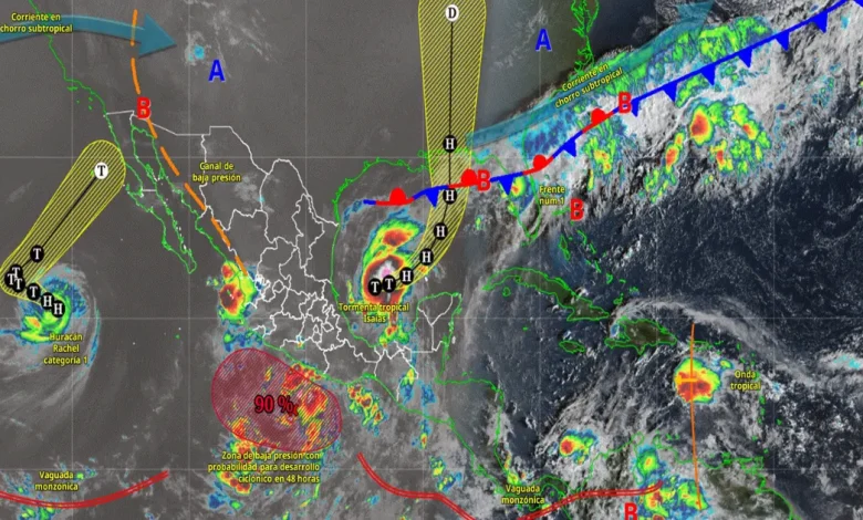 pronóstico del clima lluvias intensas en chiapas, oaxaca y yucatán
